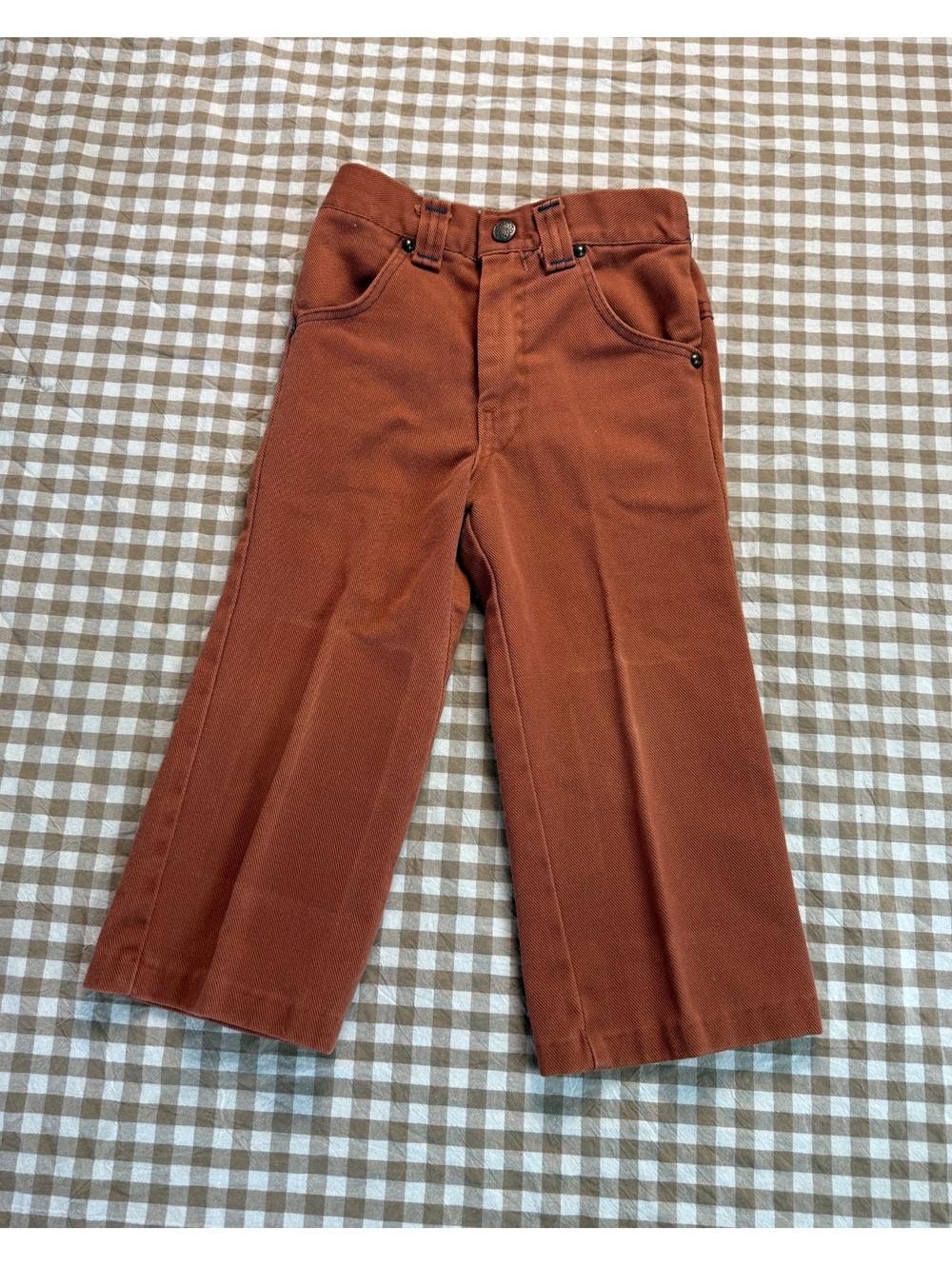 Rust Orange 1970s Wide-Leg Kids Pants 3T